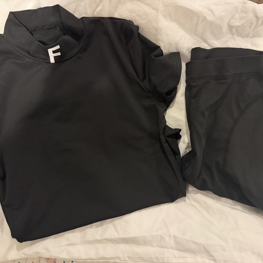 Black Athletic Top and Leggings Set